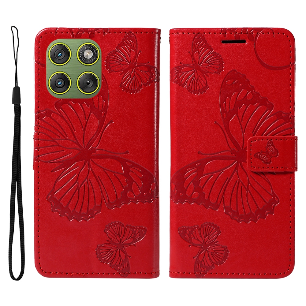 Big Butterfly knižkové púzdro na Motorola Edge 70 5G - červené