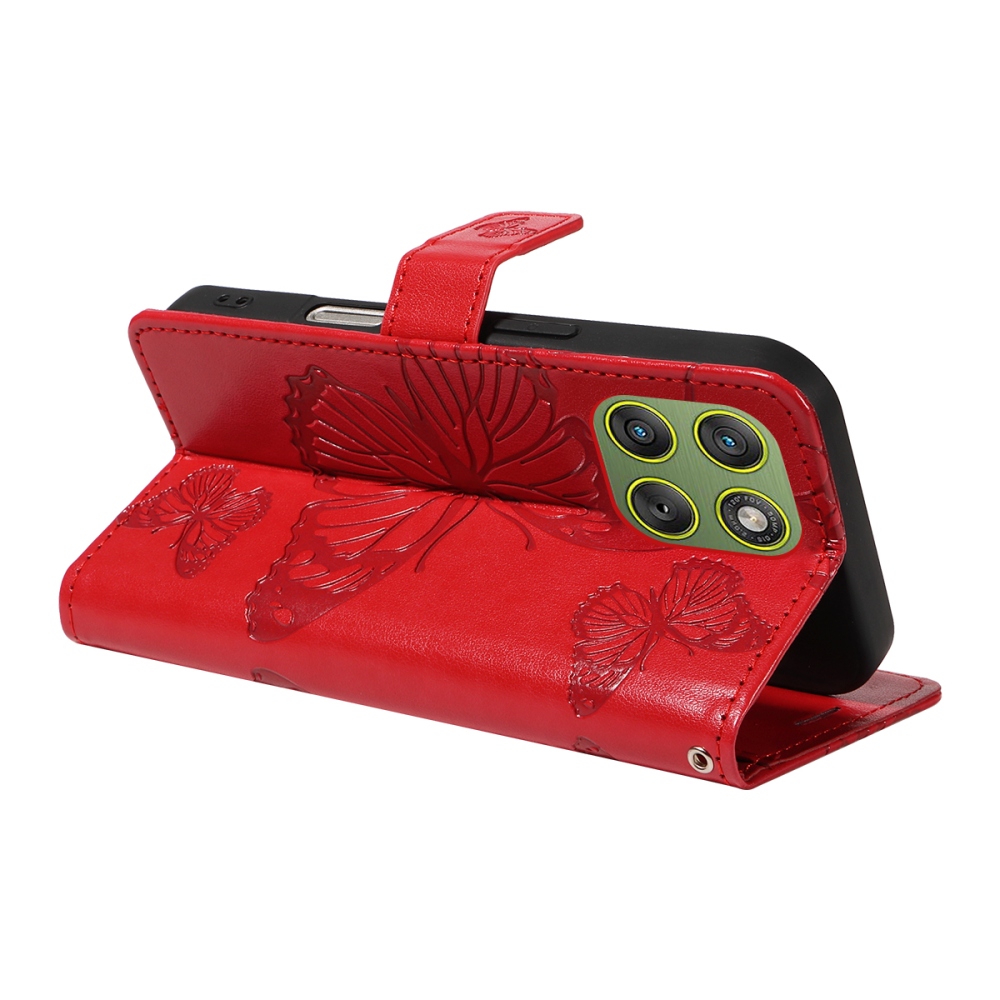 Big Butterfly knižkové púzdro na Motorola Edge 70 5G - červené