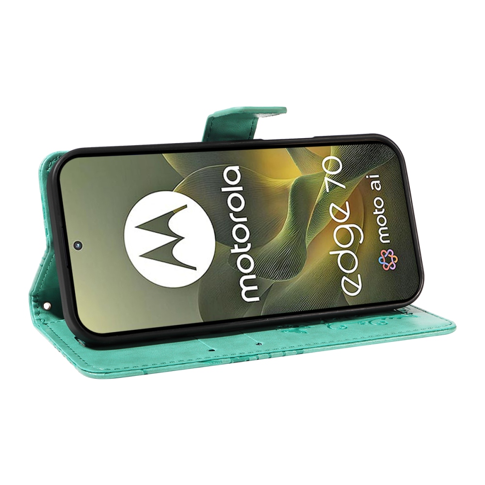 Big Butterfly knižkové púzdro na Motorola Edge 70 5G - modrozelené