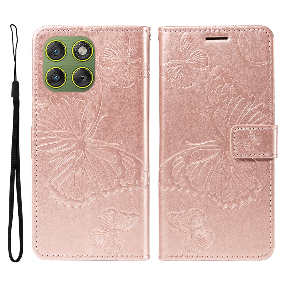 Big Butterfly knižkové púzdro na Motorola Edge 70 5G - ružovozlaté