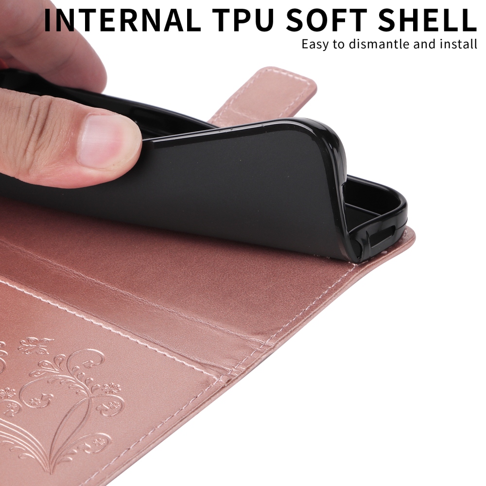 Big Butterfly knižkové púzdro na Motorola Edge 70 5G - ružovozlaté