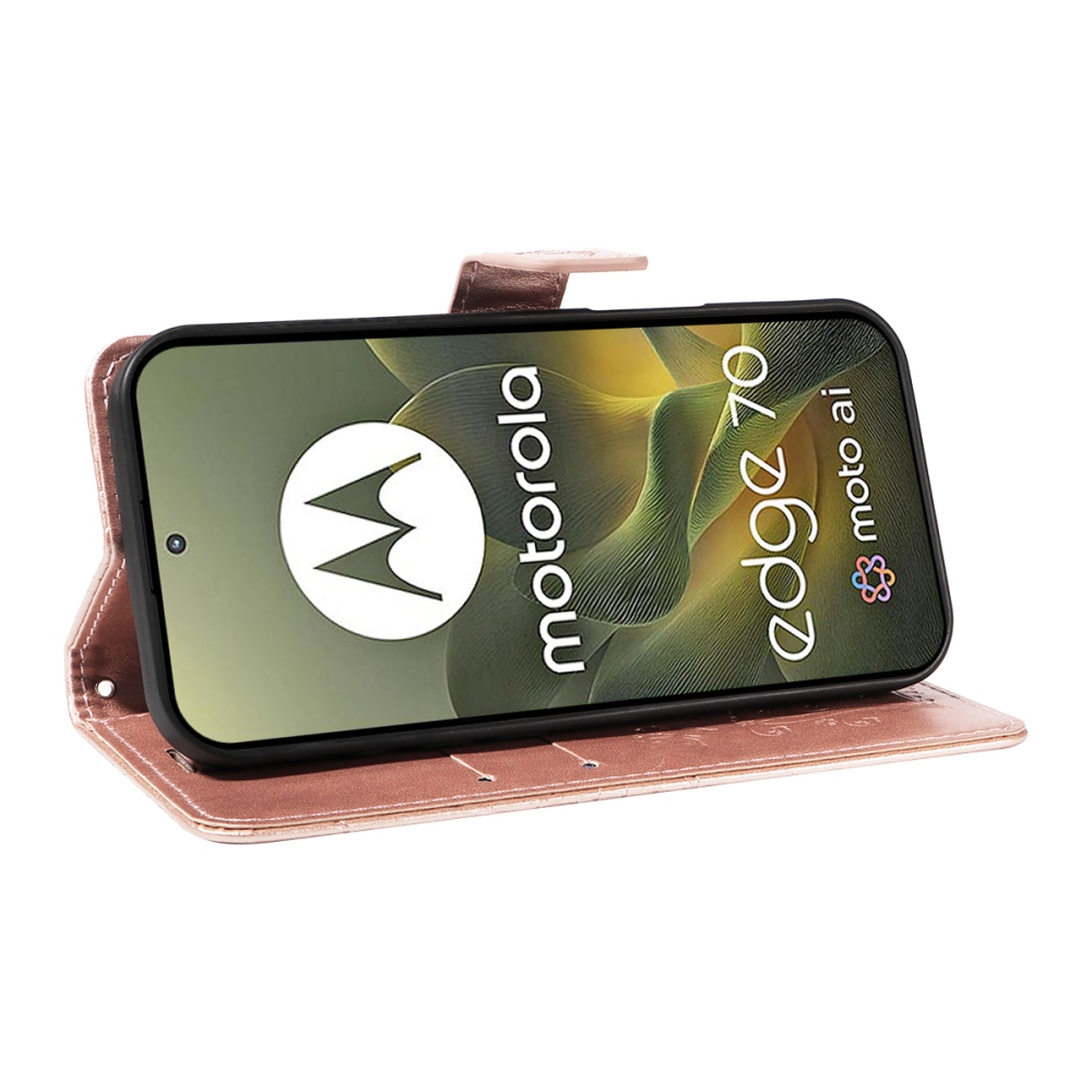 Big Butterfly knižkové púzdro na Motorola Edge 70 5G - ružovozlaté