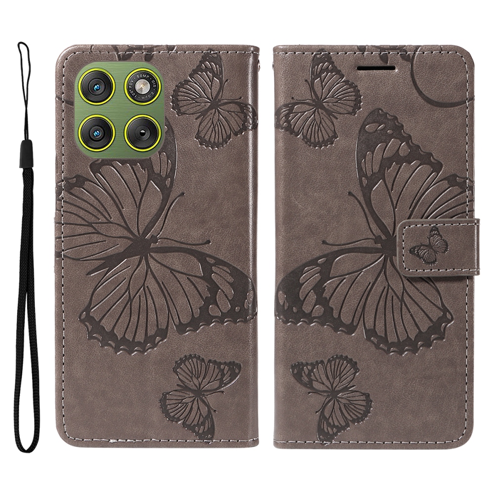 Big Butterfly knižkové púzdro na Motorola Edge 70 5G - šedé