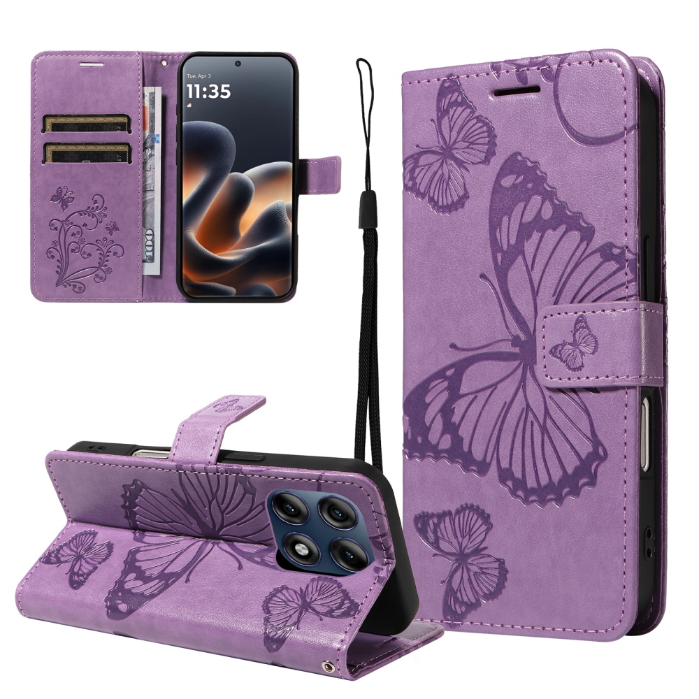 Big Butterfly knižkové púzdro na Motorola Edge 70 Pro 5G - fialové