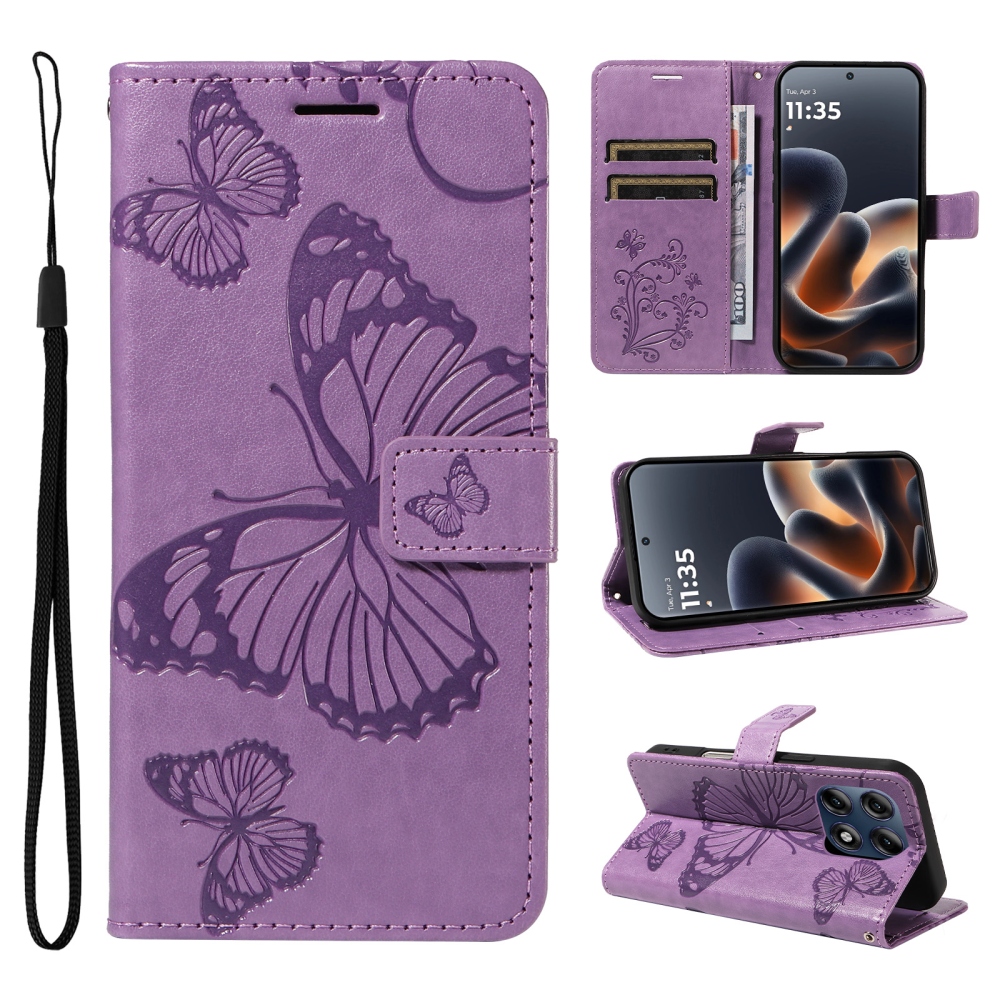 Big Butterfly knižkové púzdro na Motorola Edge 70 Pro 5G - fialové