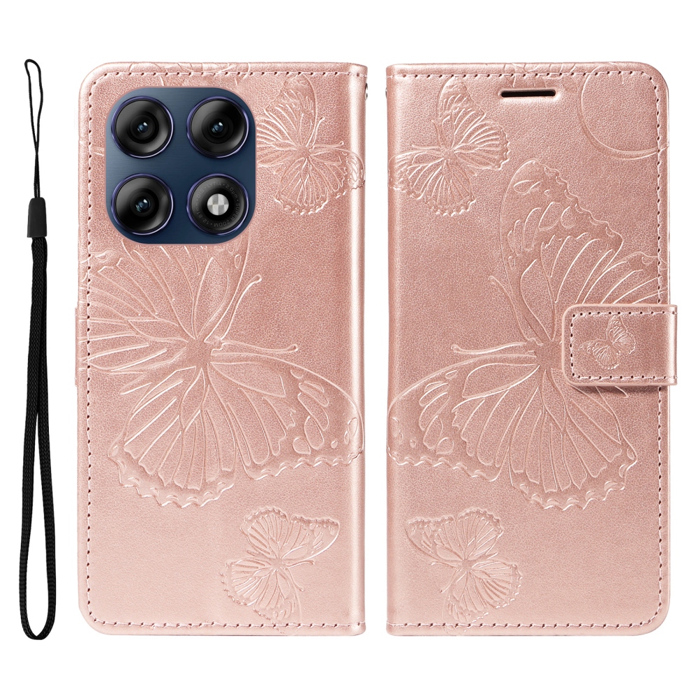 Big Butterfly knižkové púzdro na Motorola Edge 70 Pro 5G - ružovozlaté