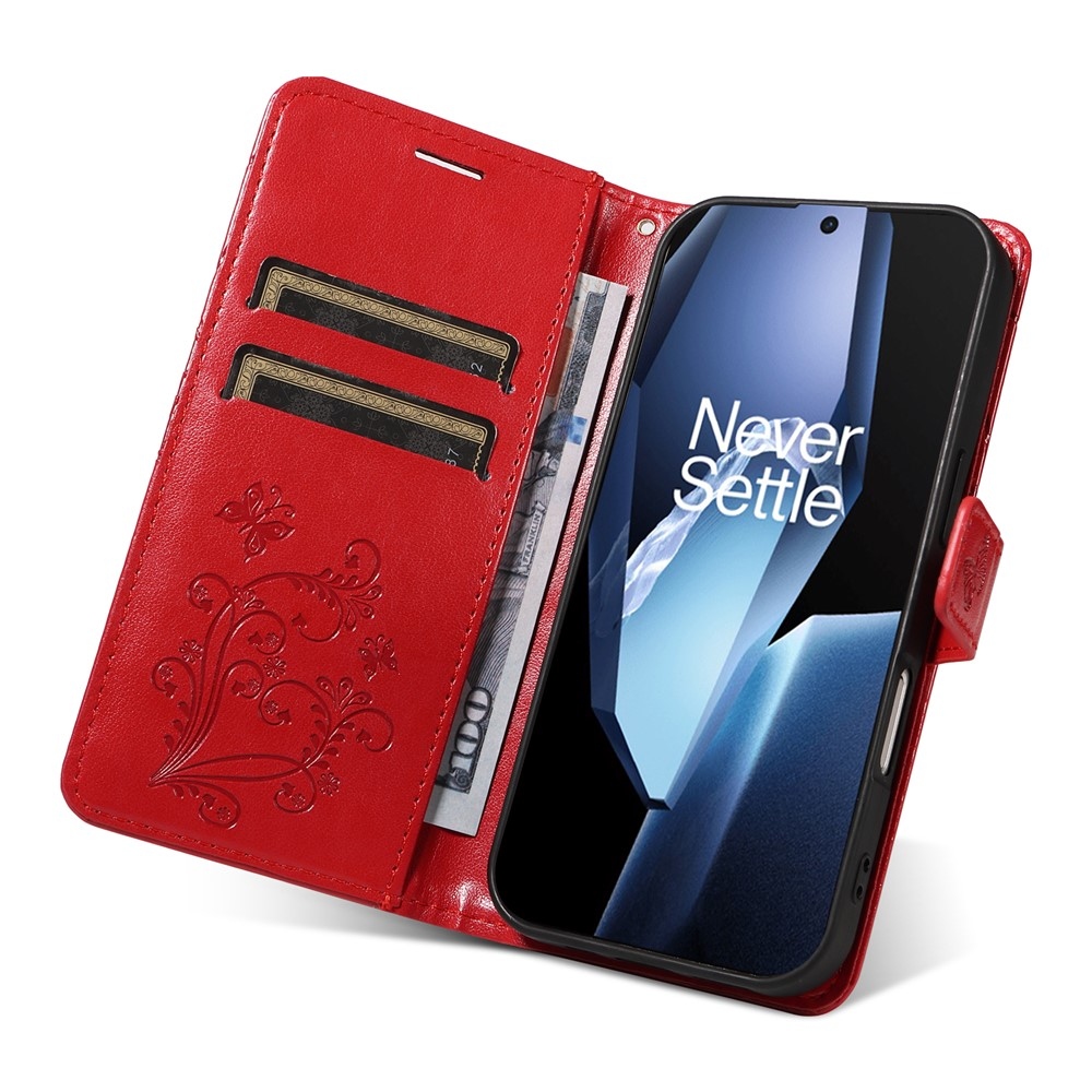 Big Butterfly knižkové puzdro na OnePlus 13R 5G - červené