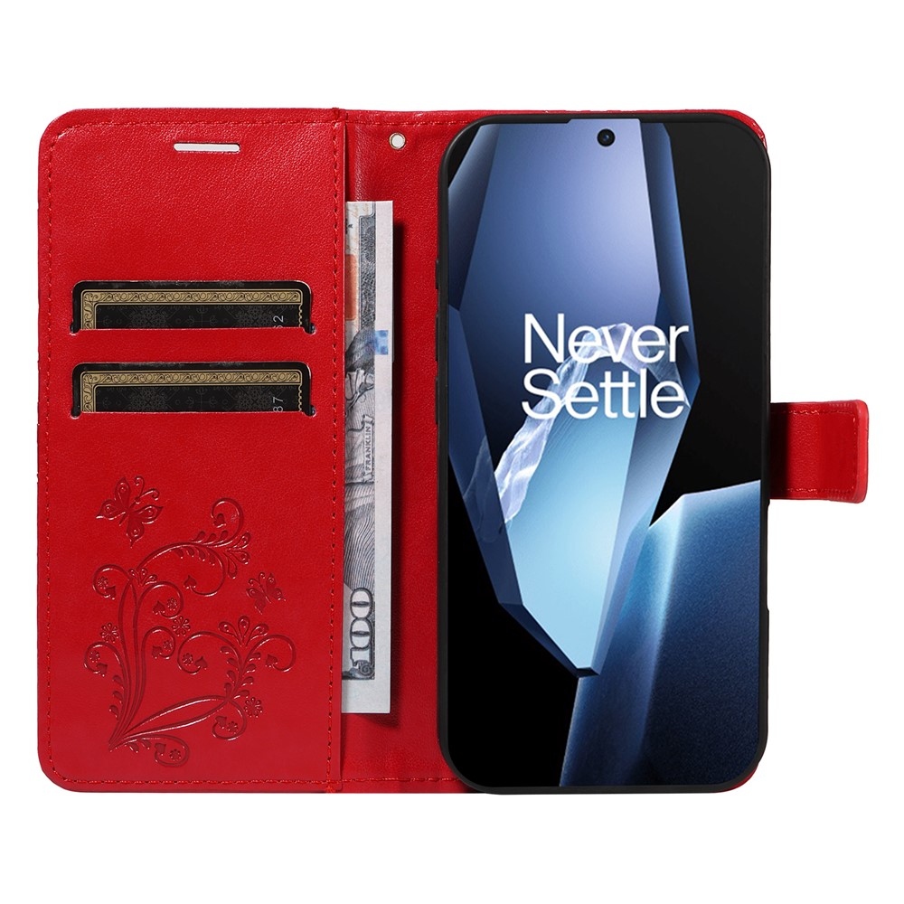 Big Butterfly knižkové puzdro na OnePlus 13R 5G - červené