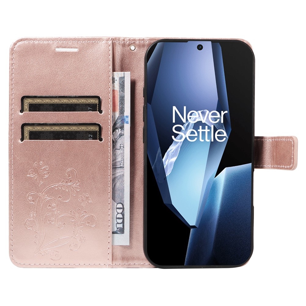 Big Butterfly knižkové puzdro na OnePlus 13R 5G - ružovozlaté