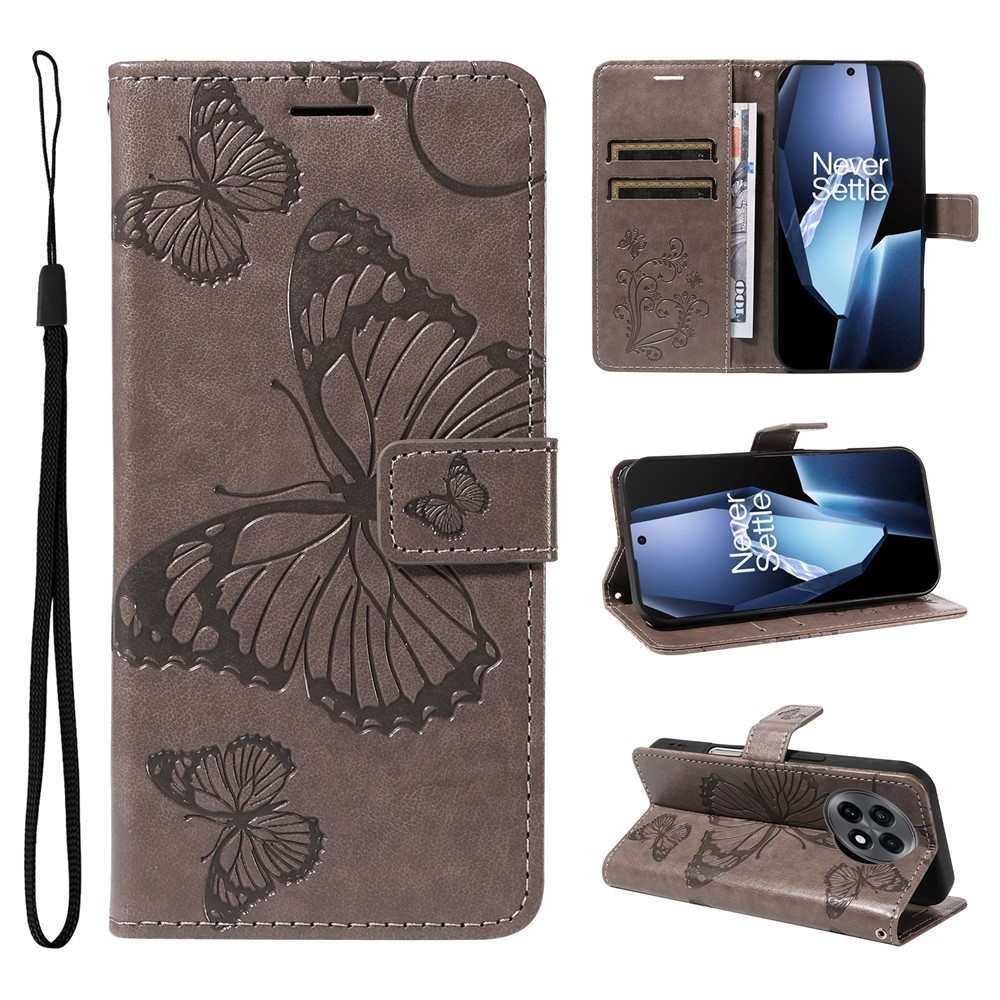 Big Butterfly knižkové puzdro na OnePlus 13R 5G - šedé