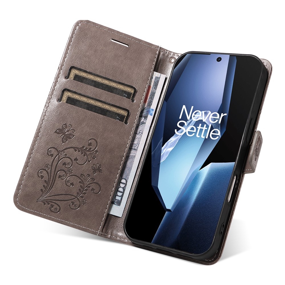 Big Butterfly knižkové puzdro na OnePlus 13R 5G - šedé