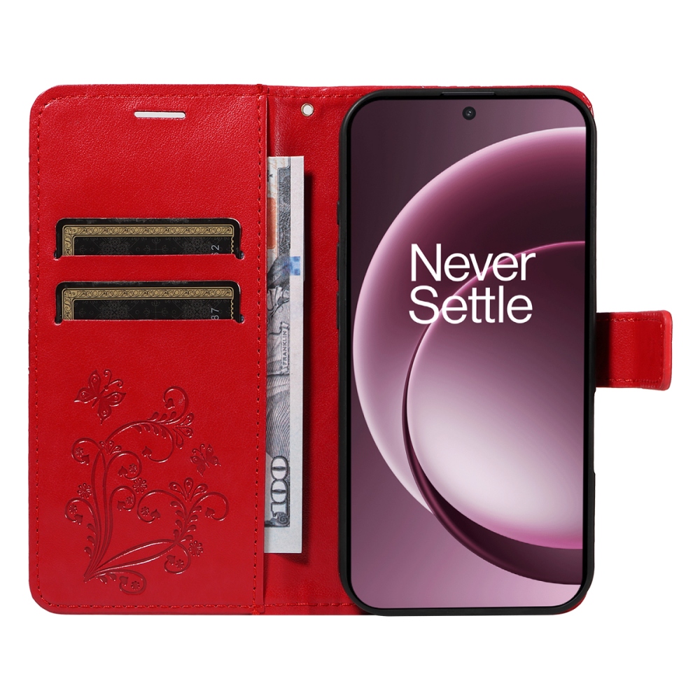 Big Butterfly knižkové puzdro na OnePlus 15 5G - červené