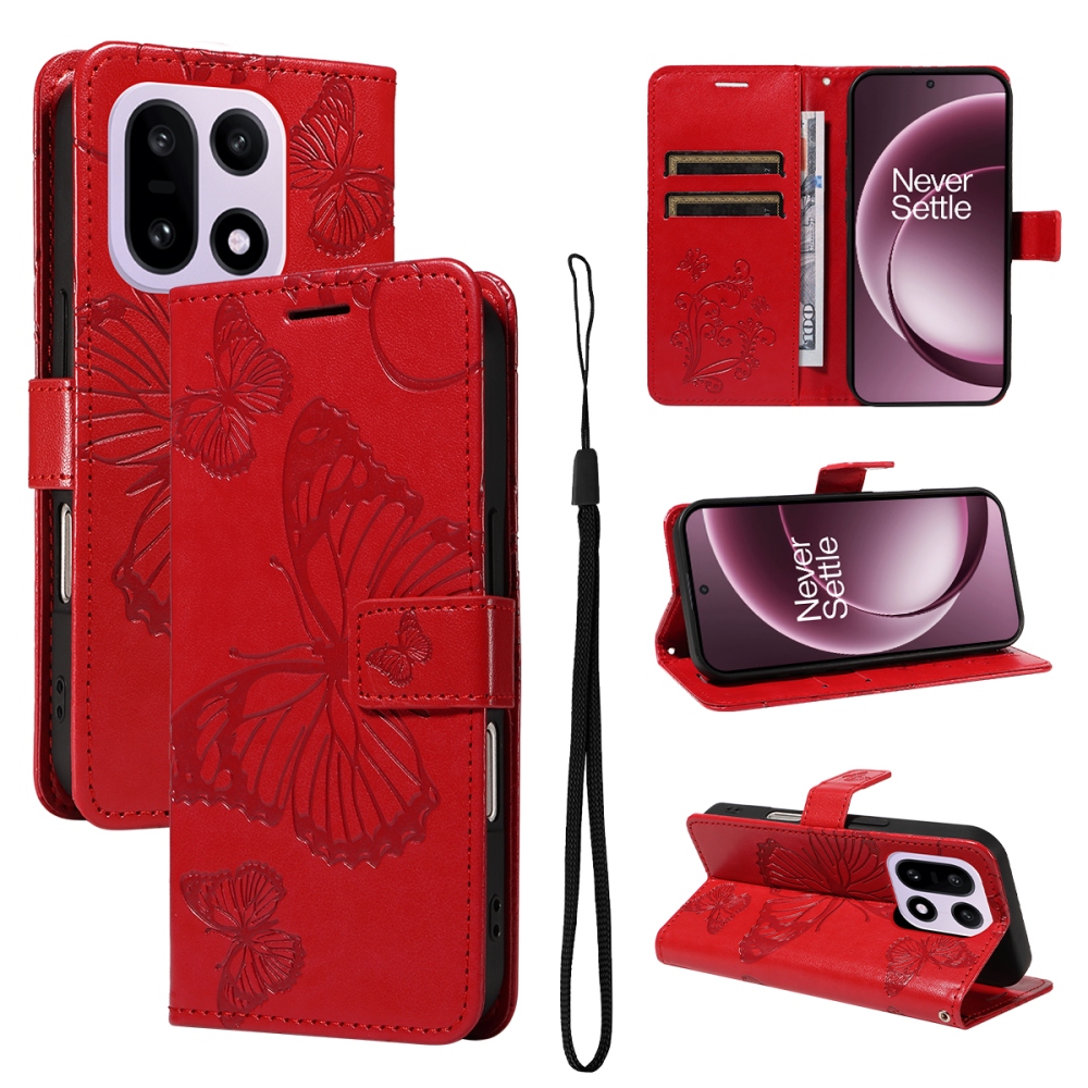 Big Butterfly knižkové puzdro na OnePlus 15 5G - červené