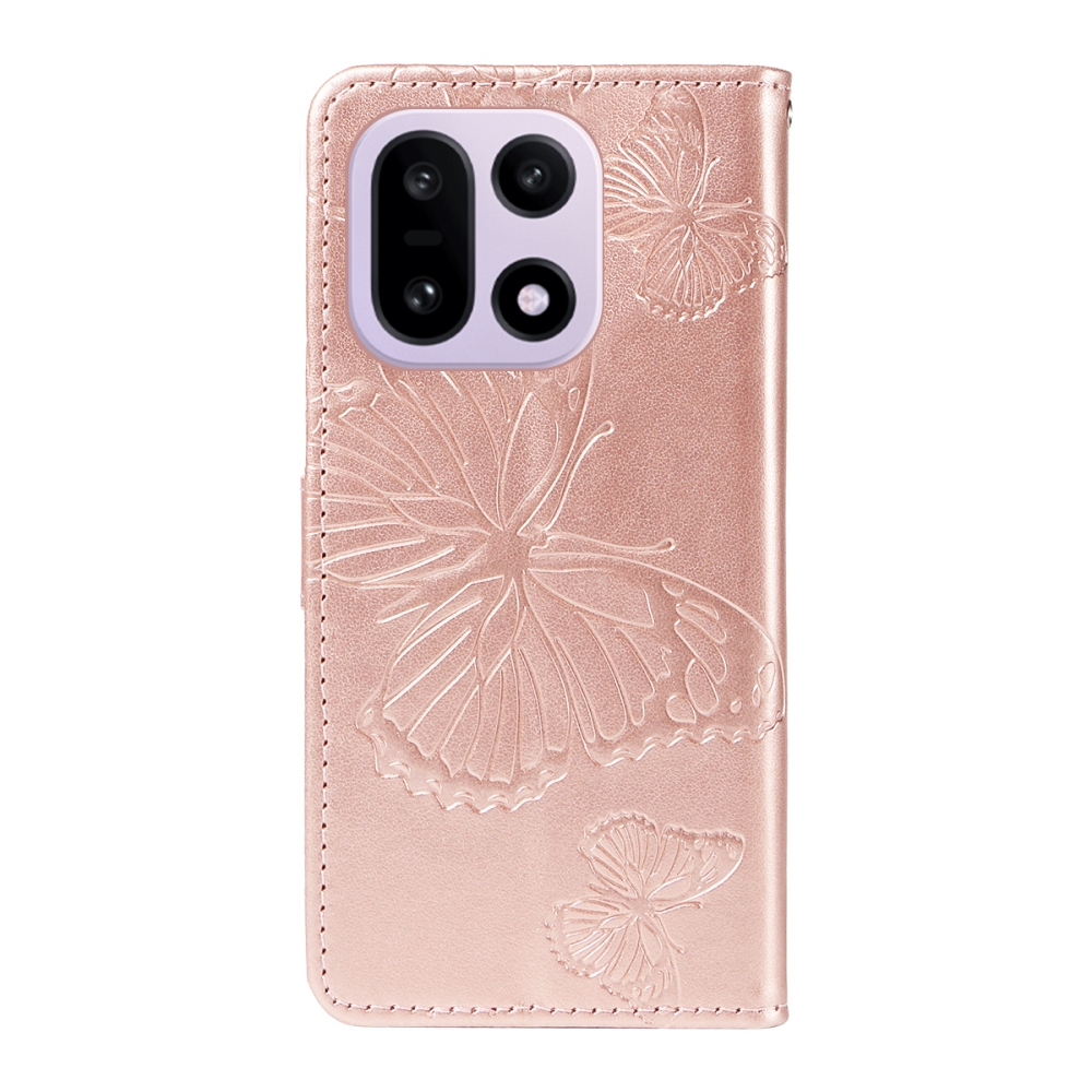 Big Butterfly knižkové puzdro na OnePlus 15 5G - ružovozlaté