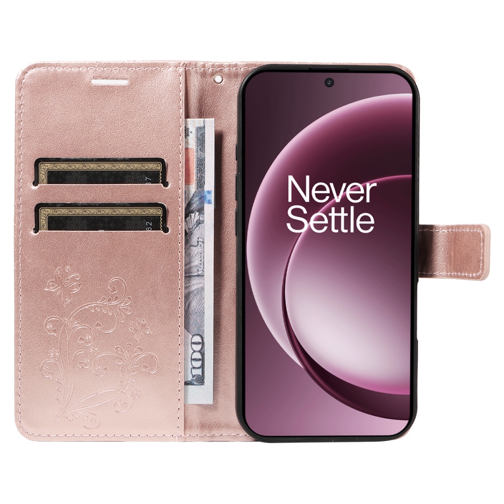 Big Butterfly knižkové puzdro na OnePlus 15 5G - ružovozlaté