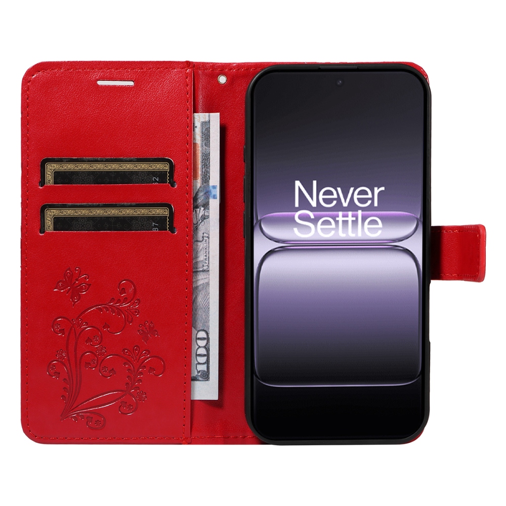 Big Butterfly knižkové púzdro na OnePlus Nord 5 5G - červené