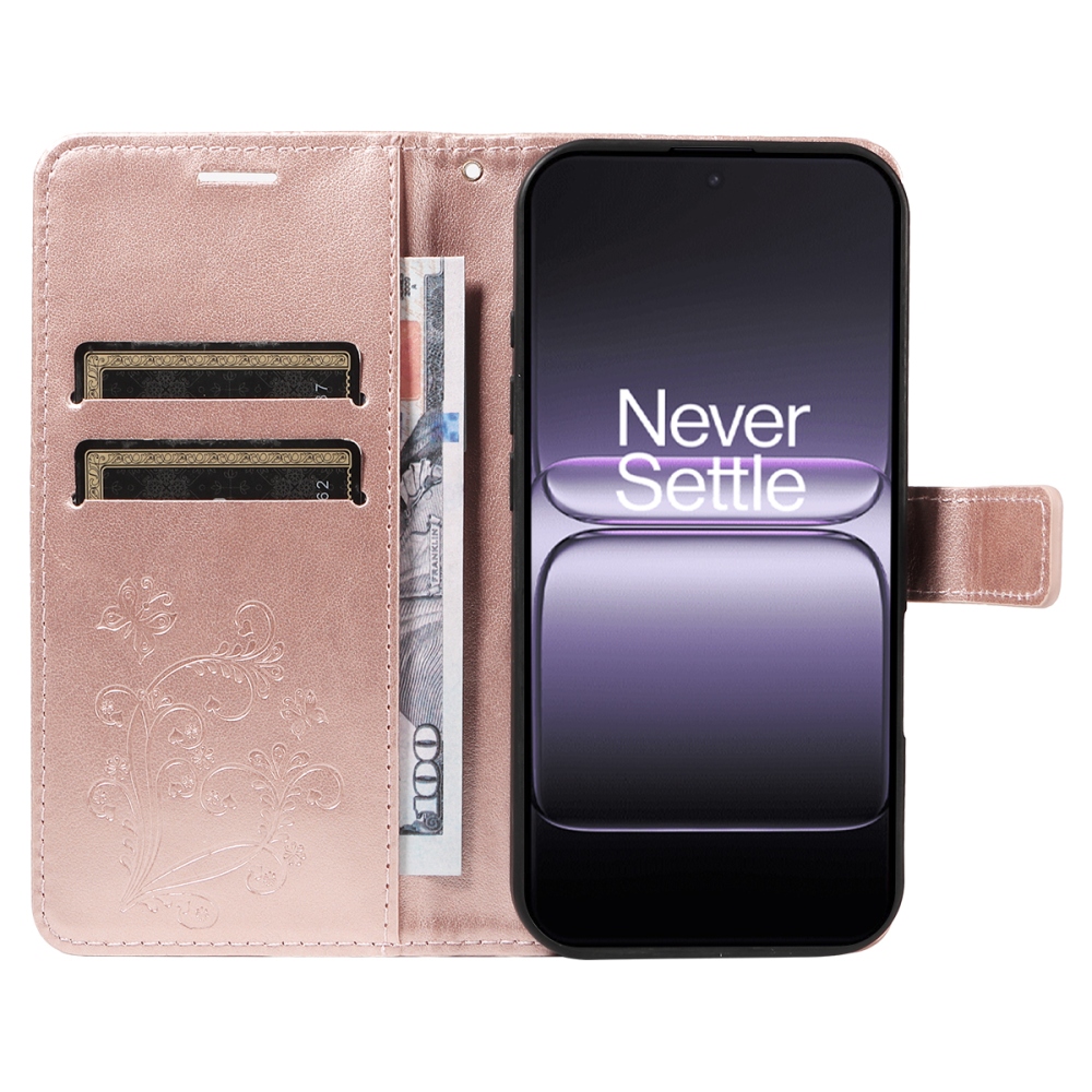 Big Butterfly knižkové púzdro na OnePlus Nord 5 5G - ružovozlaté
