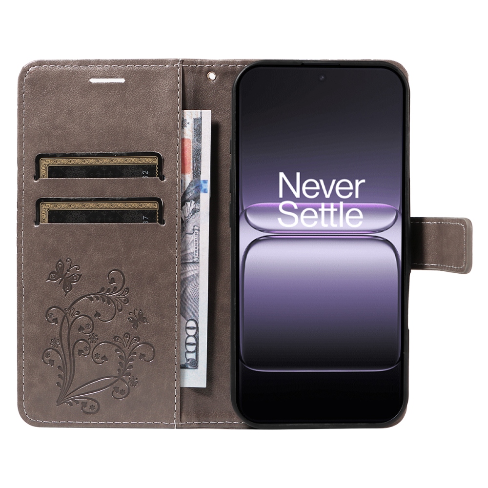 Big Butterfly knižkové puzdro na OnePlus Nord 5 5G - šedé