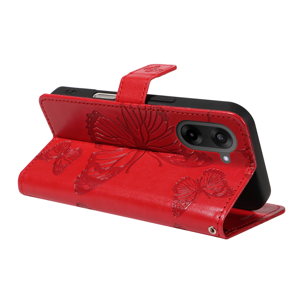 Big Butterfly knižkové púzdro na OnePlus Nord CE5 5G - červené