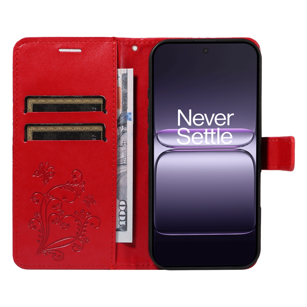 Big Butterfly knižkové púzdro na OnePlus Nord CE5 5G - červené