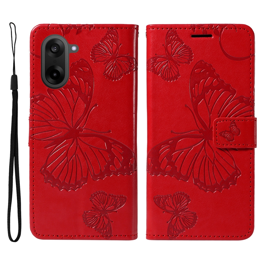 Big Butterfly knižkové púzdro na OnePlus Nord CE5 5G - červené