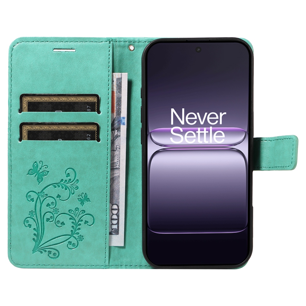 Big Butterfly knižkové puzdro na OnePlus Nord CE5 5G - modrozelené