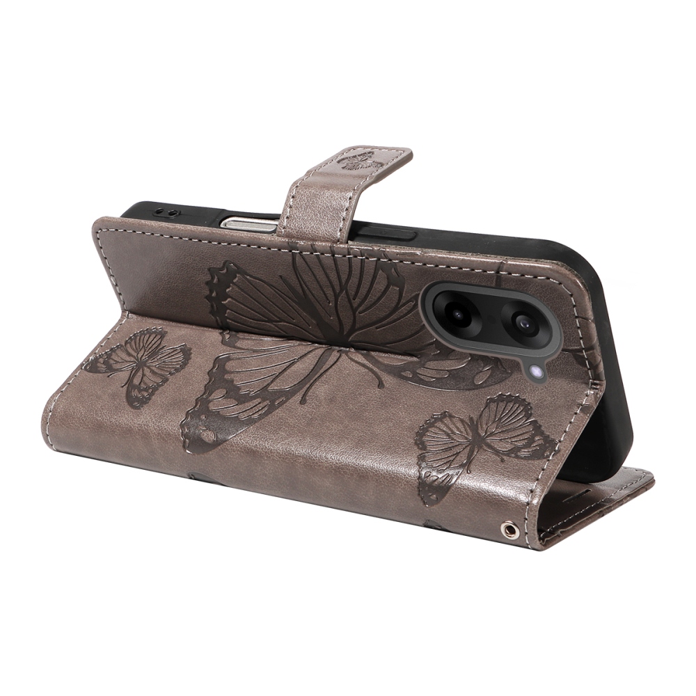 Big Butterfly knižkové púzdro na OnePlus Nord CE5 5G - šedé
