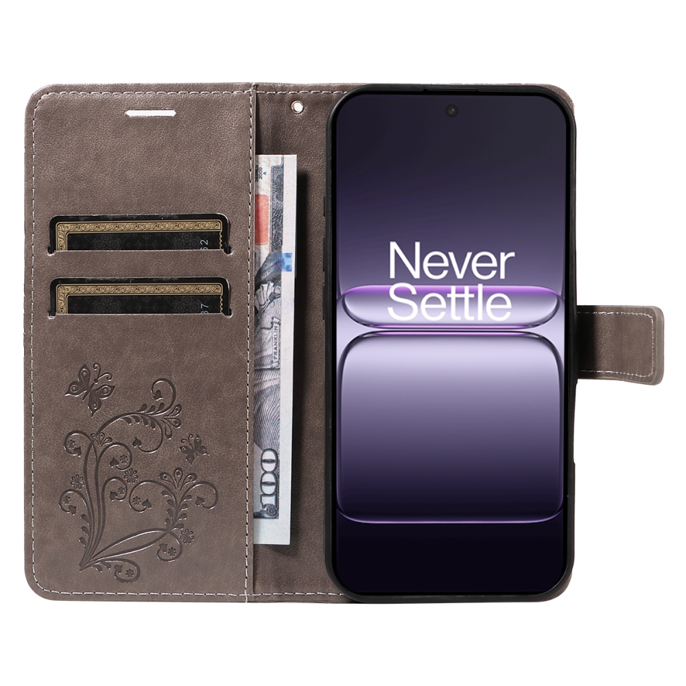 Big Butterfly knižkové púzdro na OnePlus Nord CE5 5G - šedé