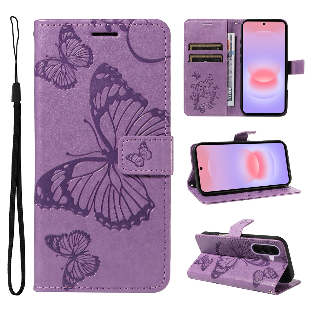 Big Butterfly knižkové púzdro na Samsung Galaxy A27 - fialové