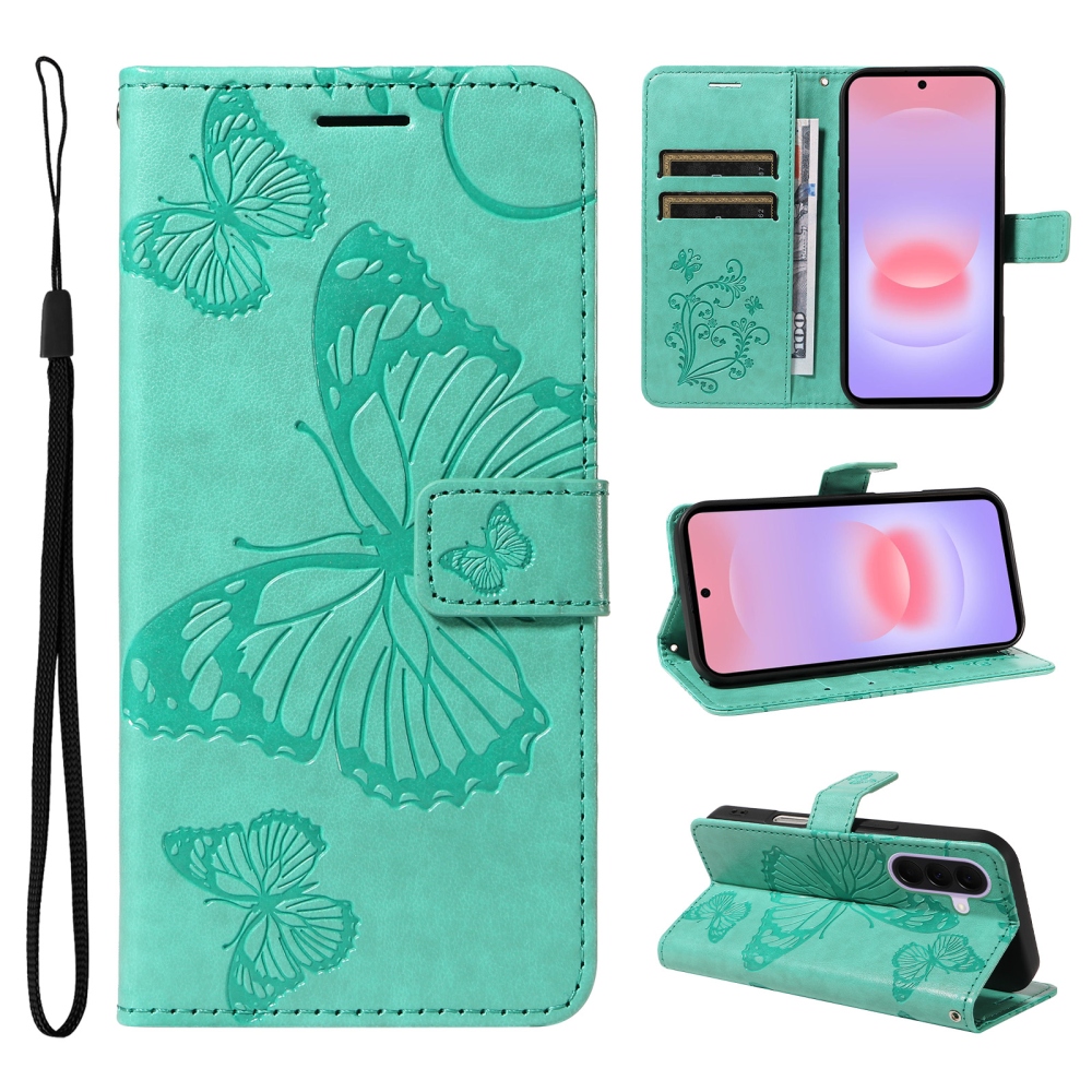 Big Butterfly knižkové puzdro na Samsung Galaxy A27 - modrozelené