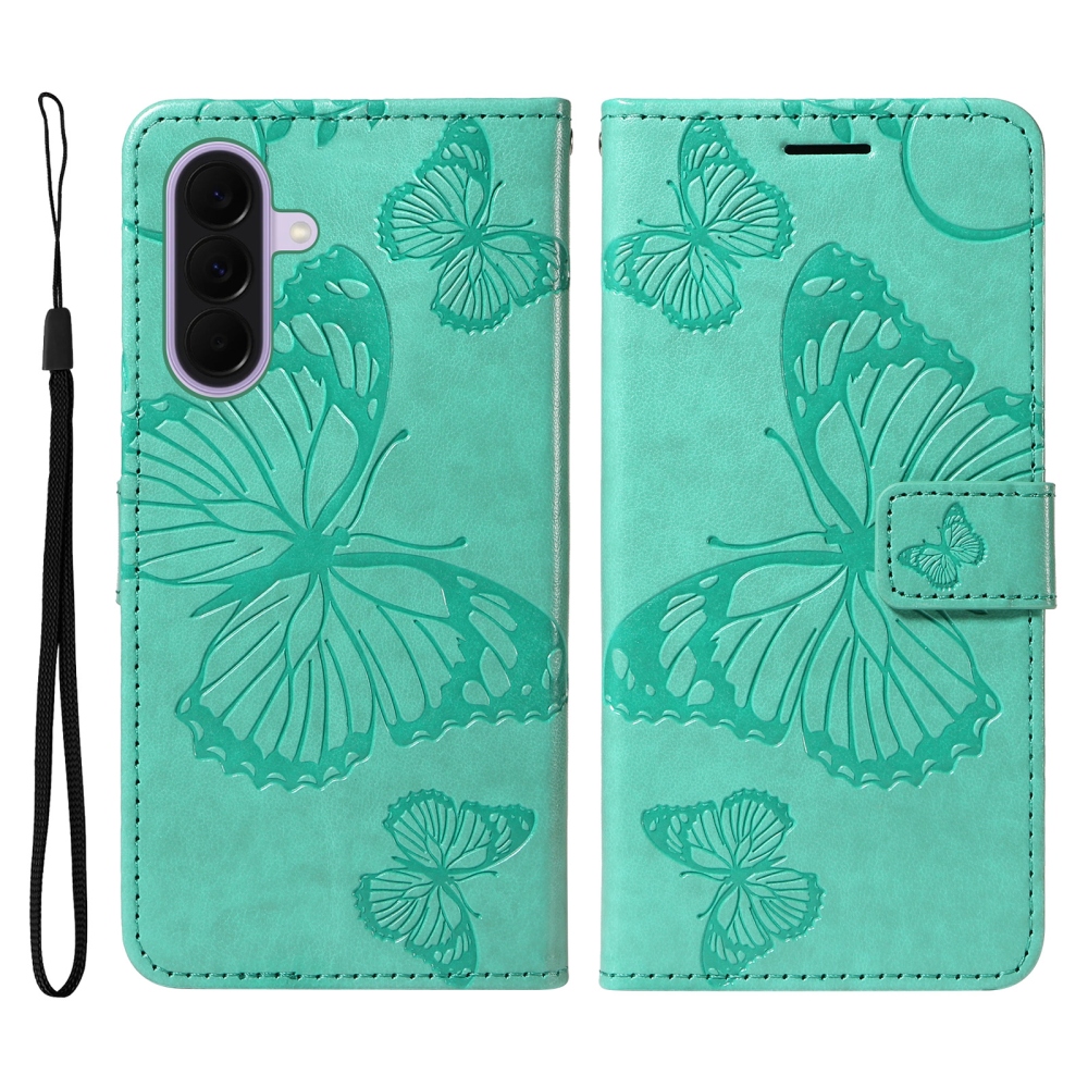 Big Butterfly knižkové puzdro na Samsung Galaxy A27 - modrozelené