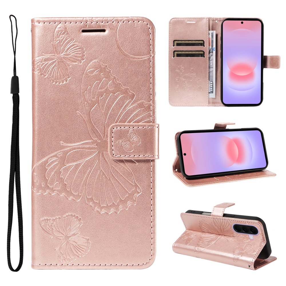 Big Butterfly knižkové púzdro na Samsung Galaxy A27 - ružovozlaté