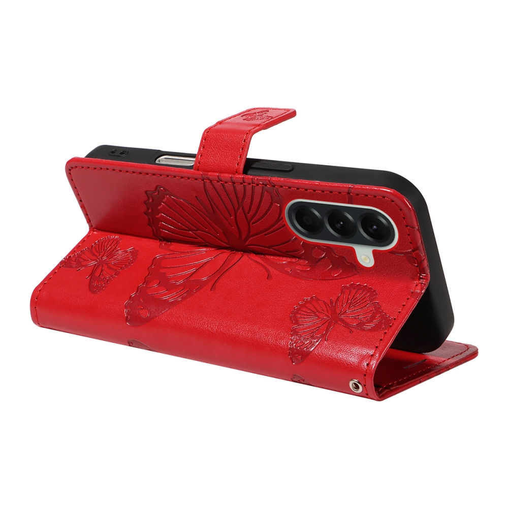 Big Butterfly knižkové púzdro na Samsung Galaxy A57 5G - červené