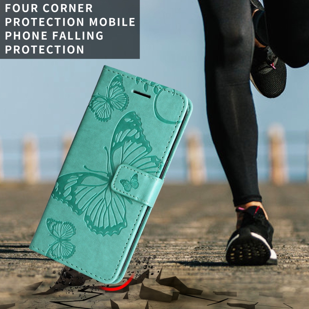 Big Butterfly knižkové púzdro na Samsung Galaxy A57 5G - modrozelené