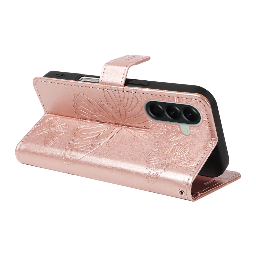 Big Butterfly knižkové púzdro na Samsung Galaxy A57 5G - ružovozlaté
