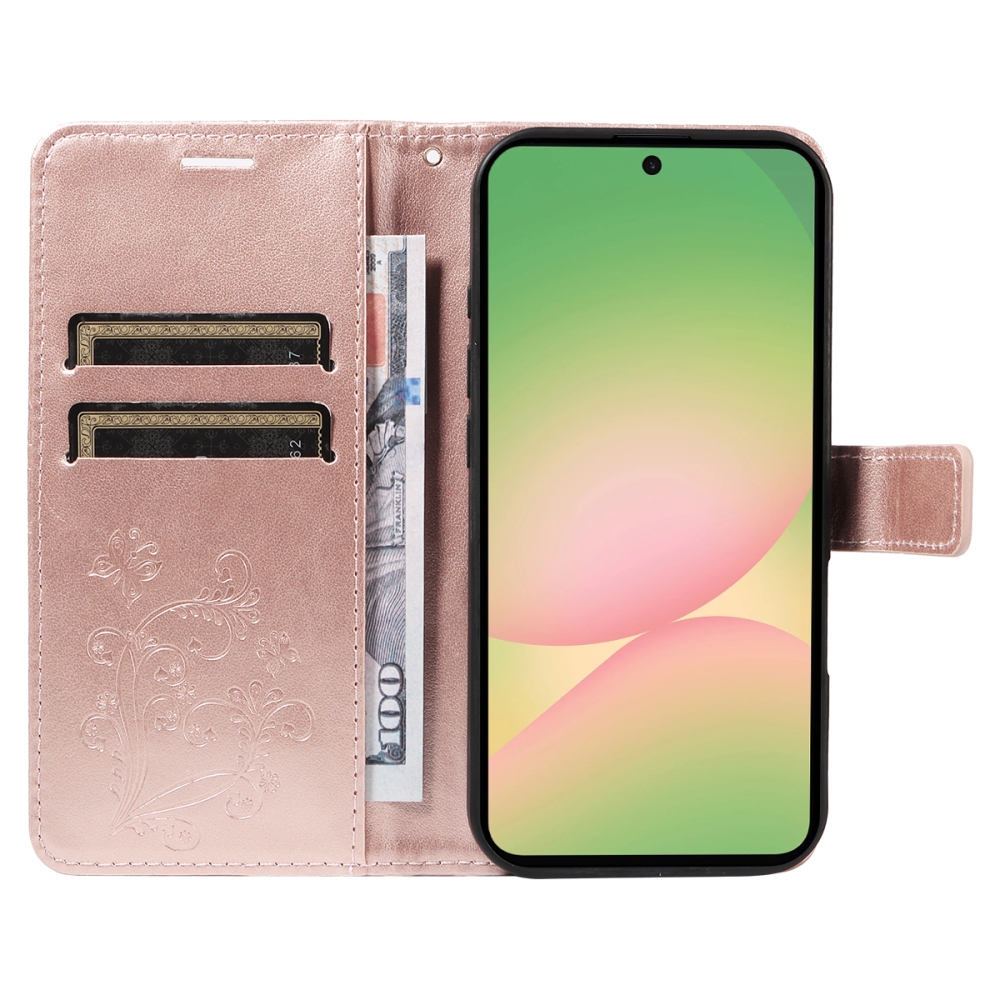 Big Butterfly knižkové púzdro na Samsung Galaxy A57 5G - ružovozlaté