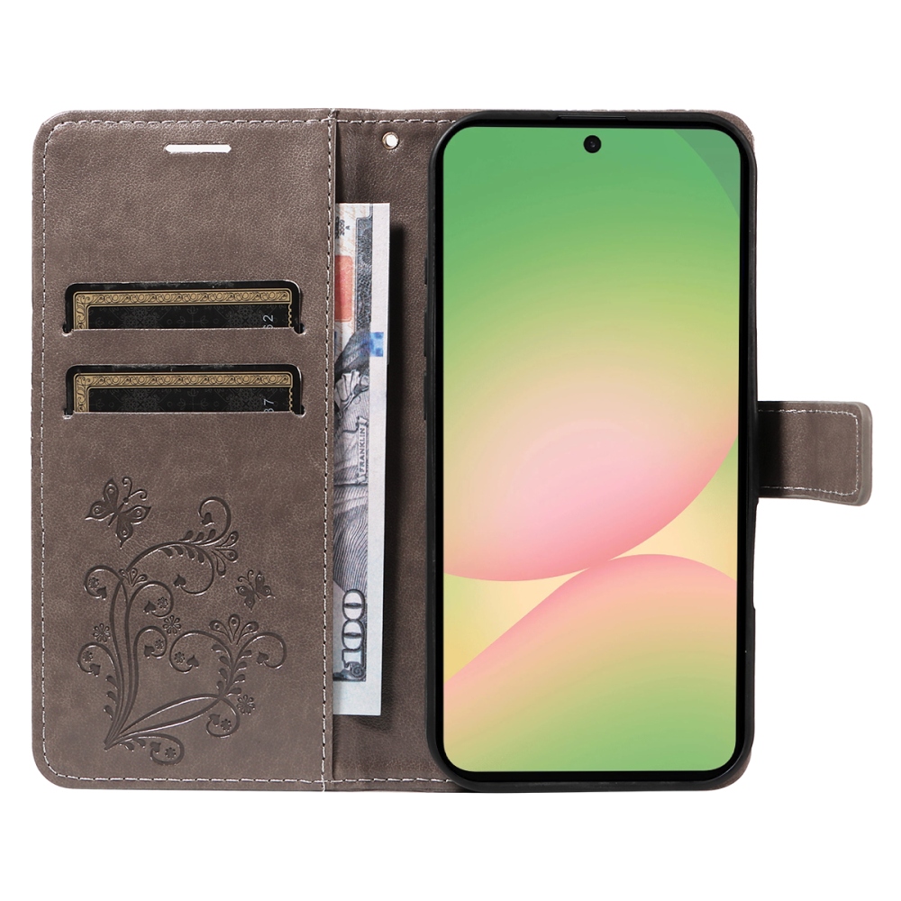 Big Butterfly knižkové púzdro na Samsung Galaxy A57 5G - šedé