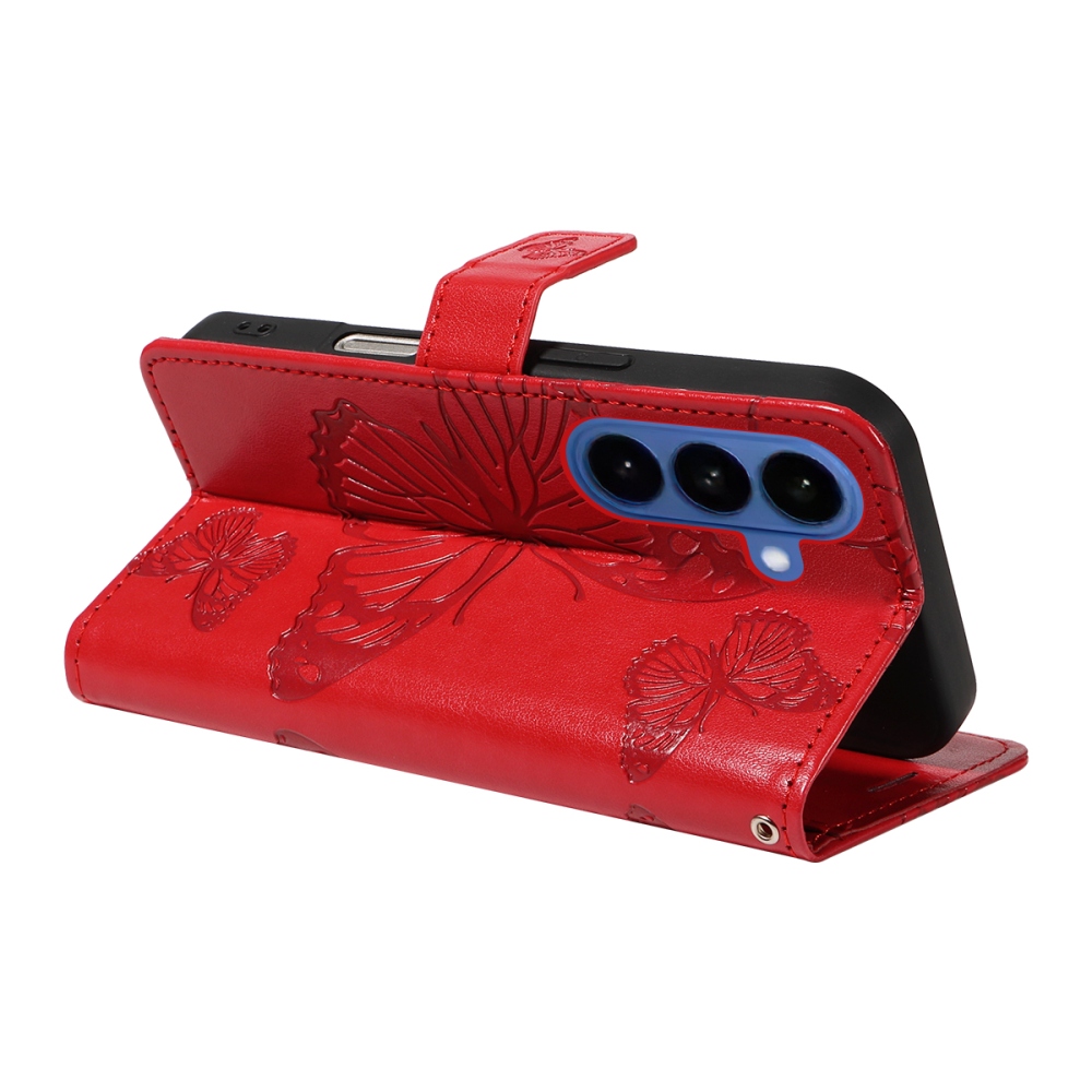 Big Butterfly knižkové púzdro na Samsung Galaxy S26+ - červené