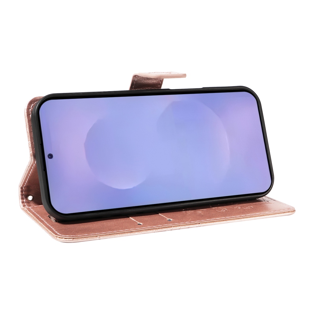 Big Butterfly knižkové púzdro na Samsung Galaxy S26+ - ružovozlaté