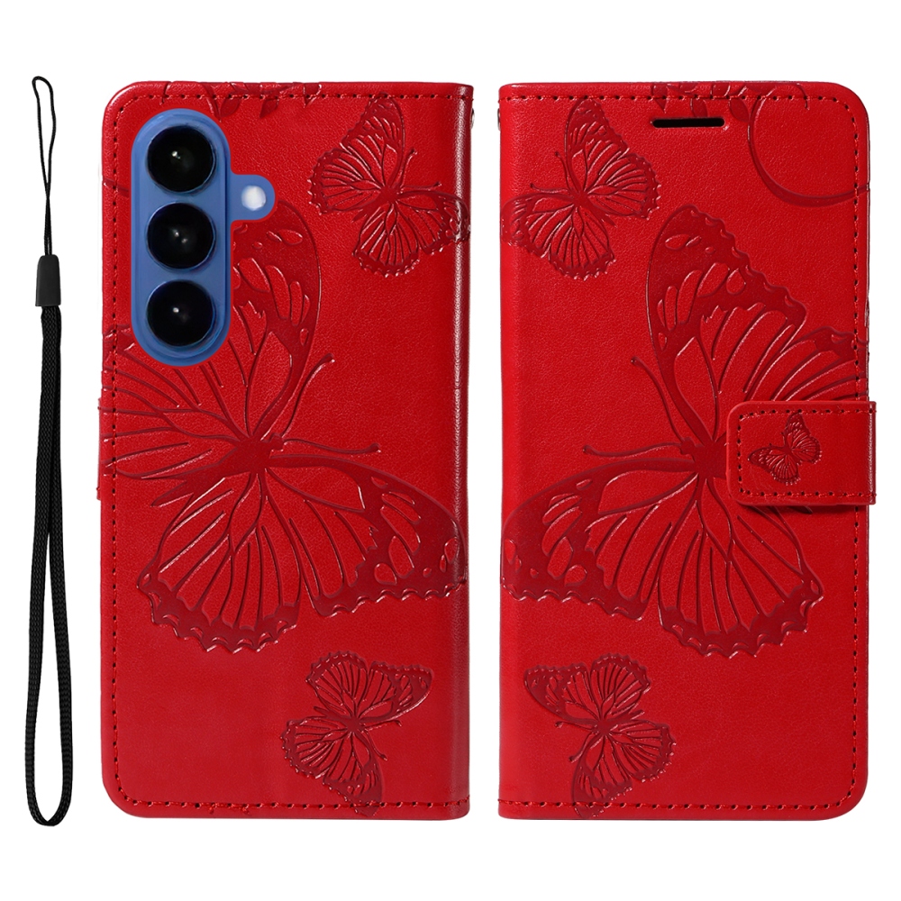 Big Butterfly knižkové púzdro na Samsung Galaxy S26/S26 Pro - červené