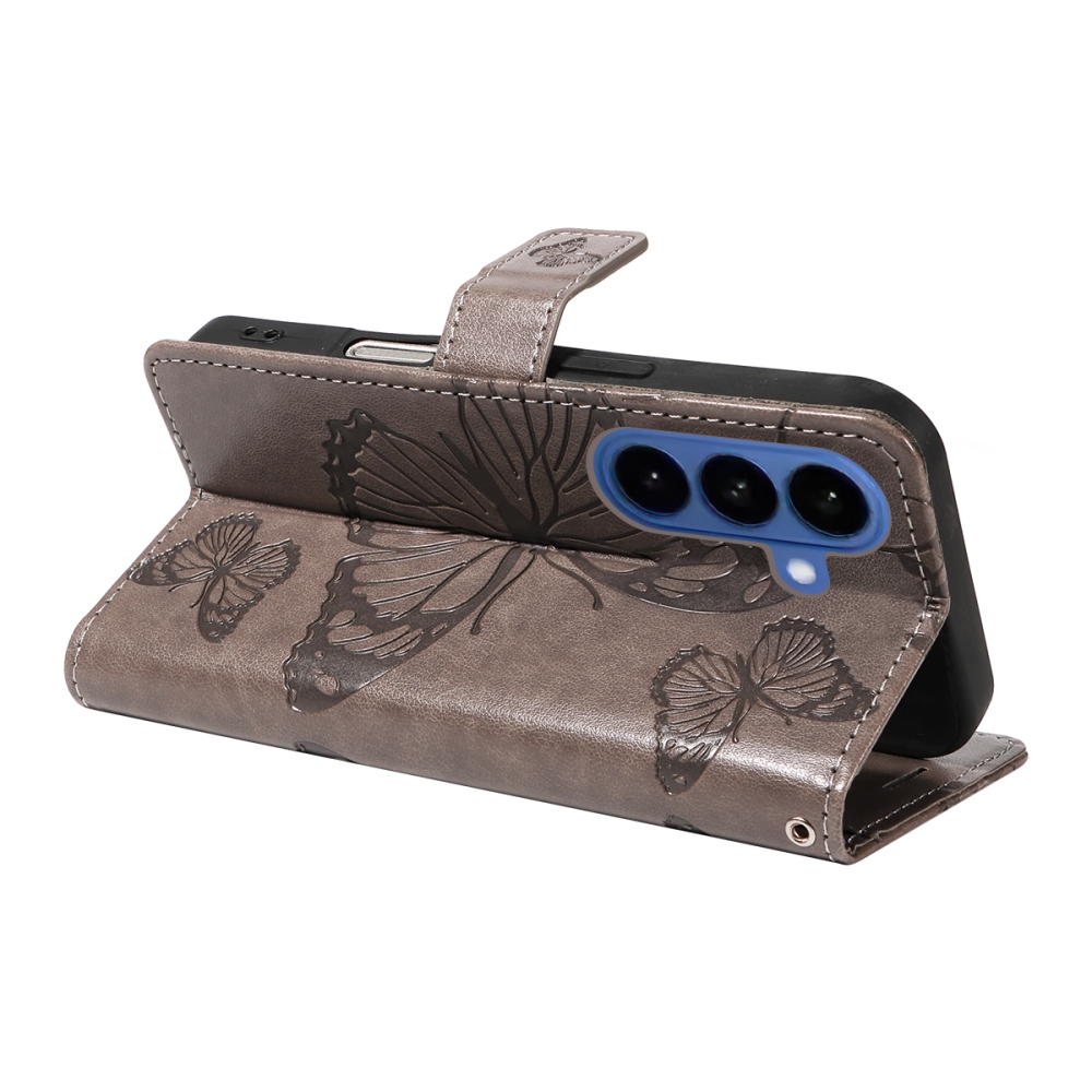 Big Butterfly knižkové púzdro na Samsung Galaxy S26/S26 Pro - šedé