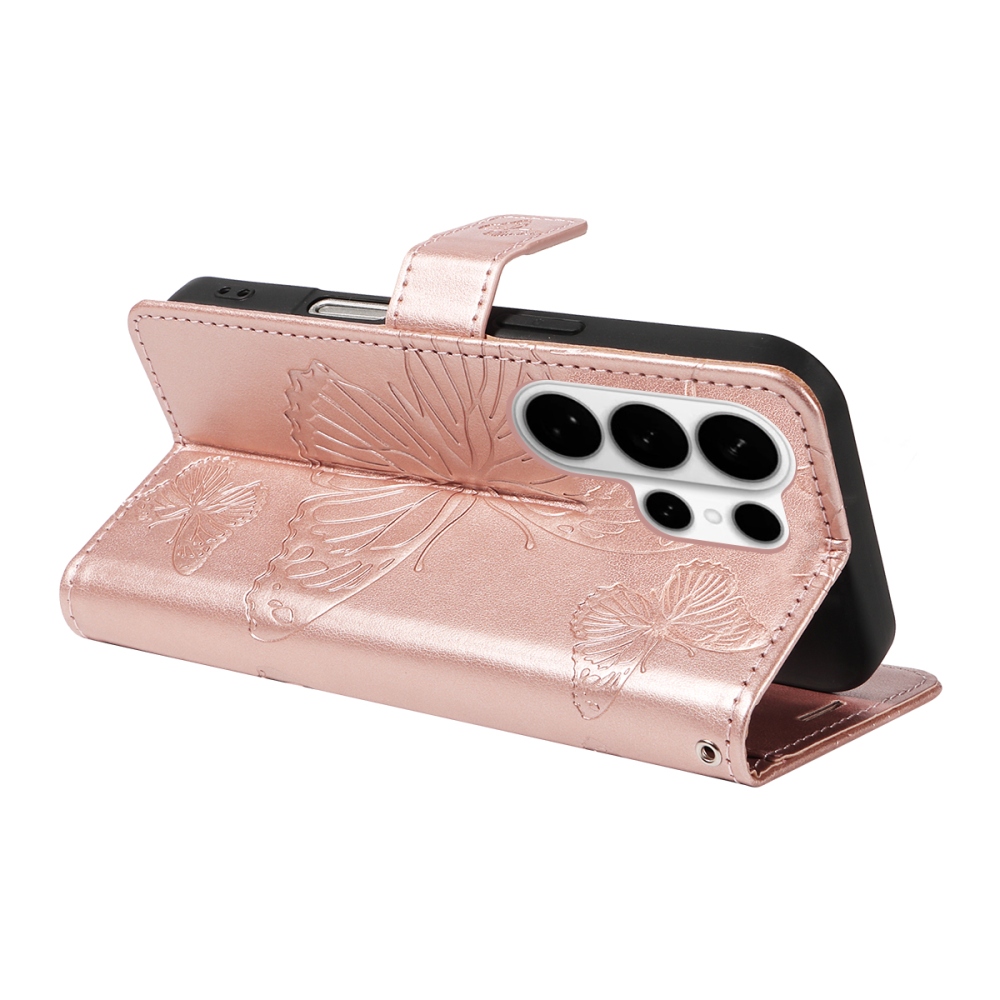 Big Butterfly knižkové púzdro na Samsung Galaxy S26 Ultra - ružovozlaté