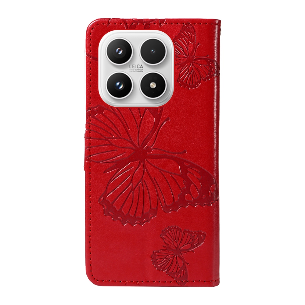Big Butterfly knižkové puzdro na Xiaomi 17 - červené