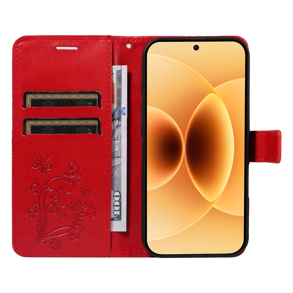 Big Butterfly knižkové puzdro na Xiaomi 17 - červené