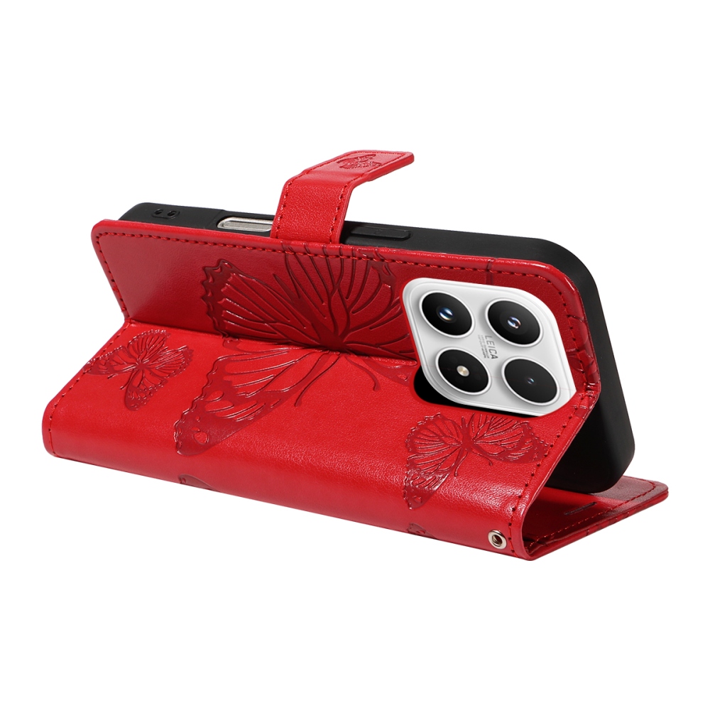 Big Butterfly knižkové puzdro na Xiaomi 17 - červené