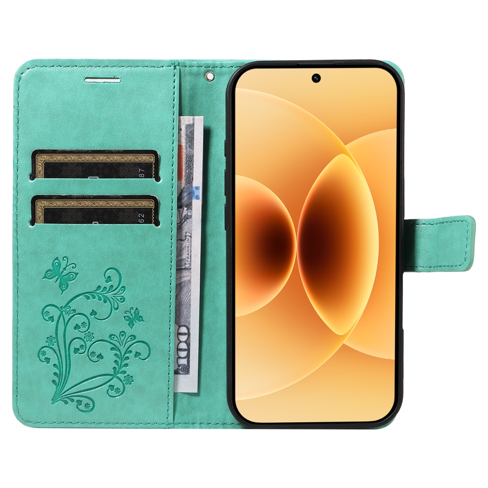 Big Butterfly knižkové puzdro na Xiaomi 17 - modrozelené