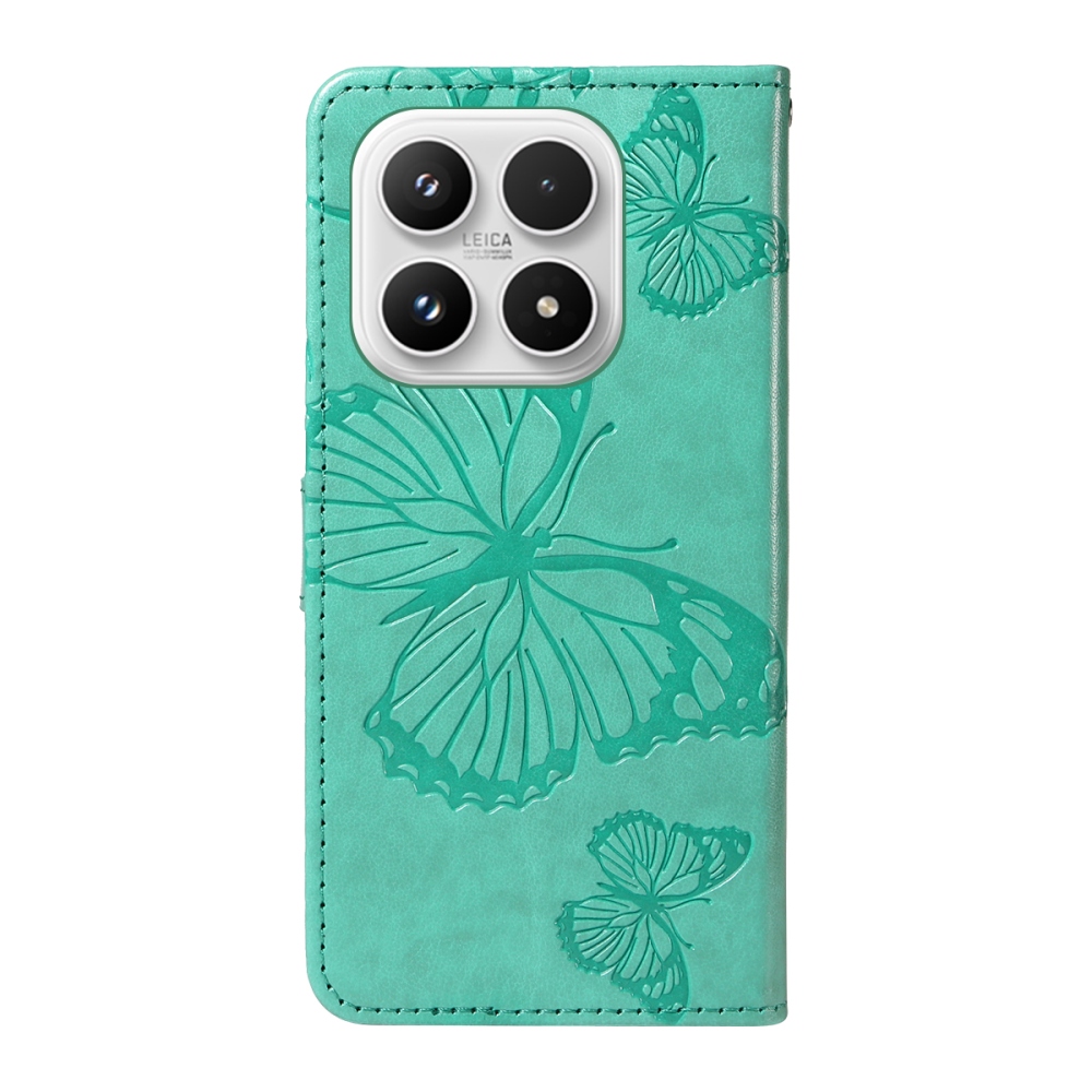 Big Butterfly knižkové puzdro na Xiaomi 17 - modrozelené