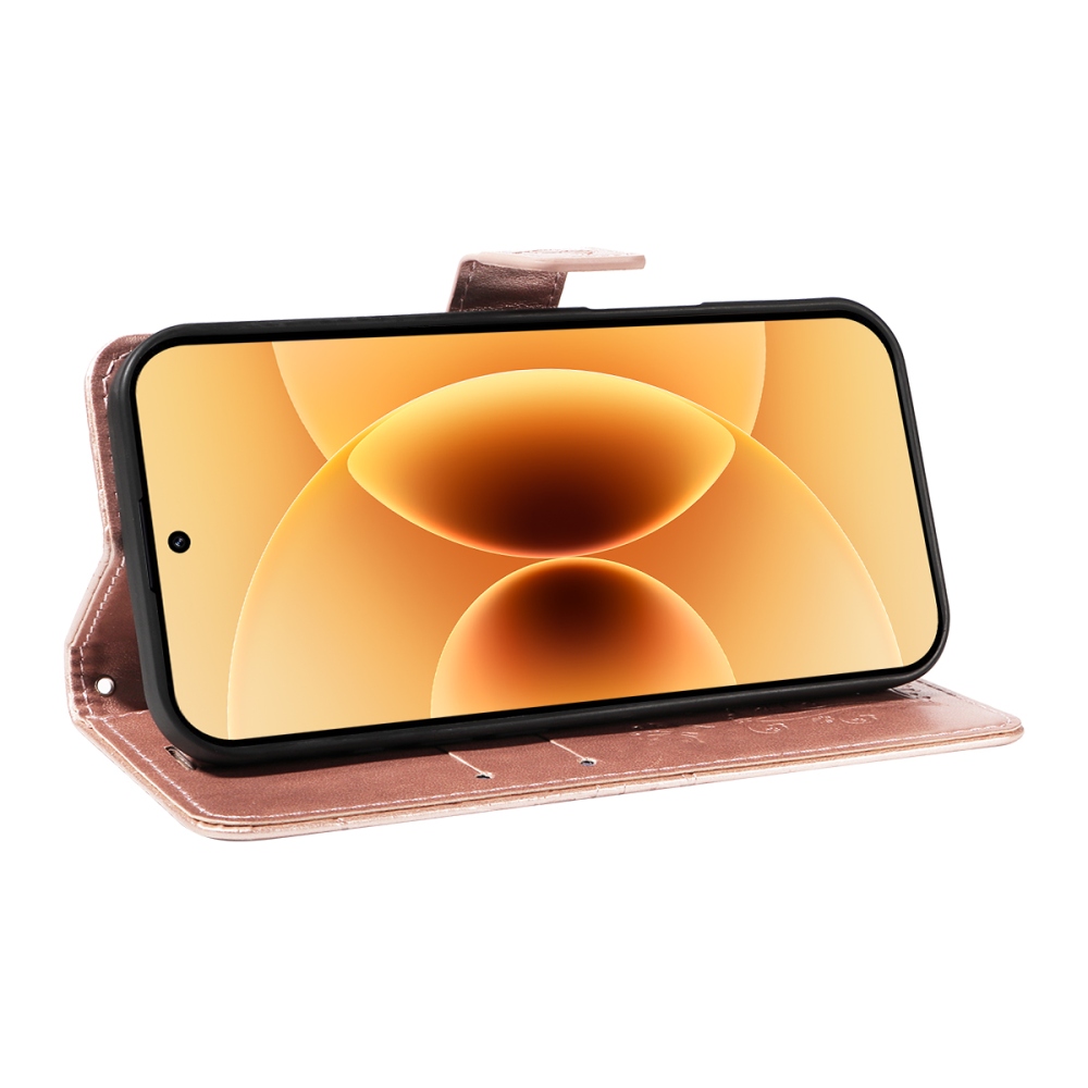 Big Butterfly knižkové púzdro na Xiaomi 17 - ružovozlaté