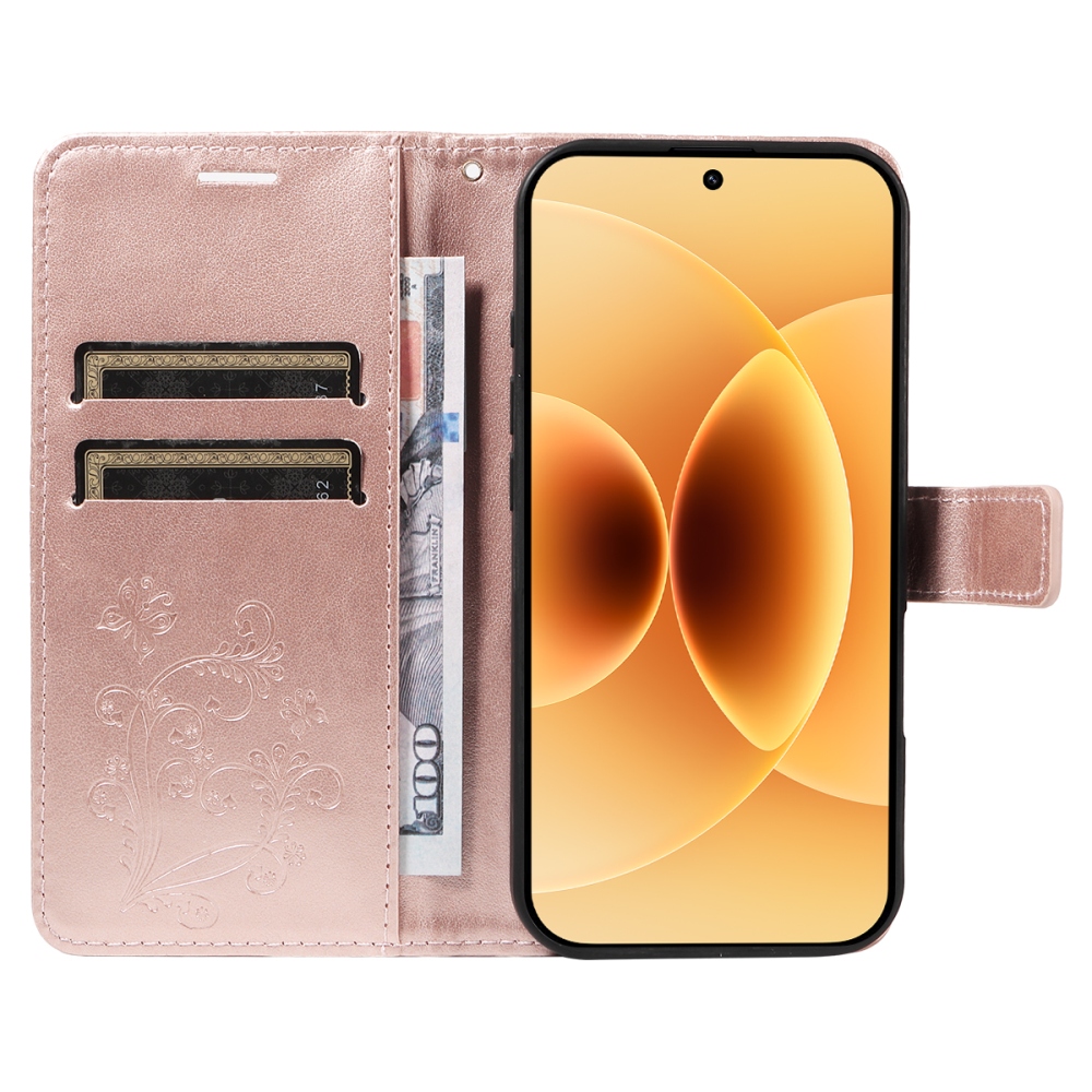 Big Butterfly knižkové púzdro na Xiaomi 17 - ružovozlaté