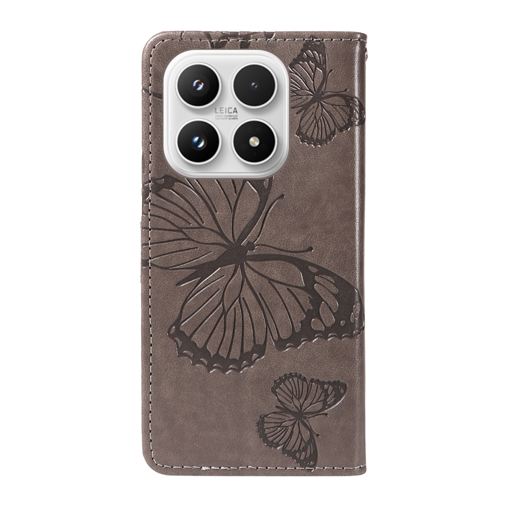 Big Butterfly knižkové puzdro na Xiaomi 17 - šedé